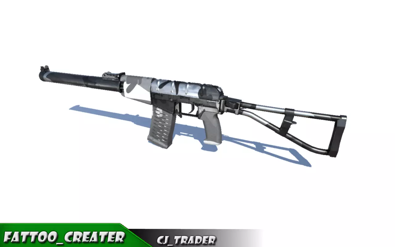 As-Val Low-Poly Assault Sniper Riffle 3D Model Low-poly 3D model_0