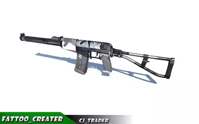 As-Val Low-Poly Assault Sniper Riffle 3D Model  Low-poly 3D model