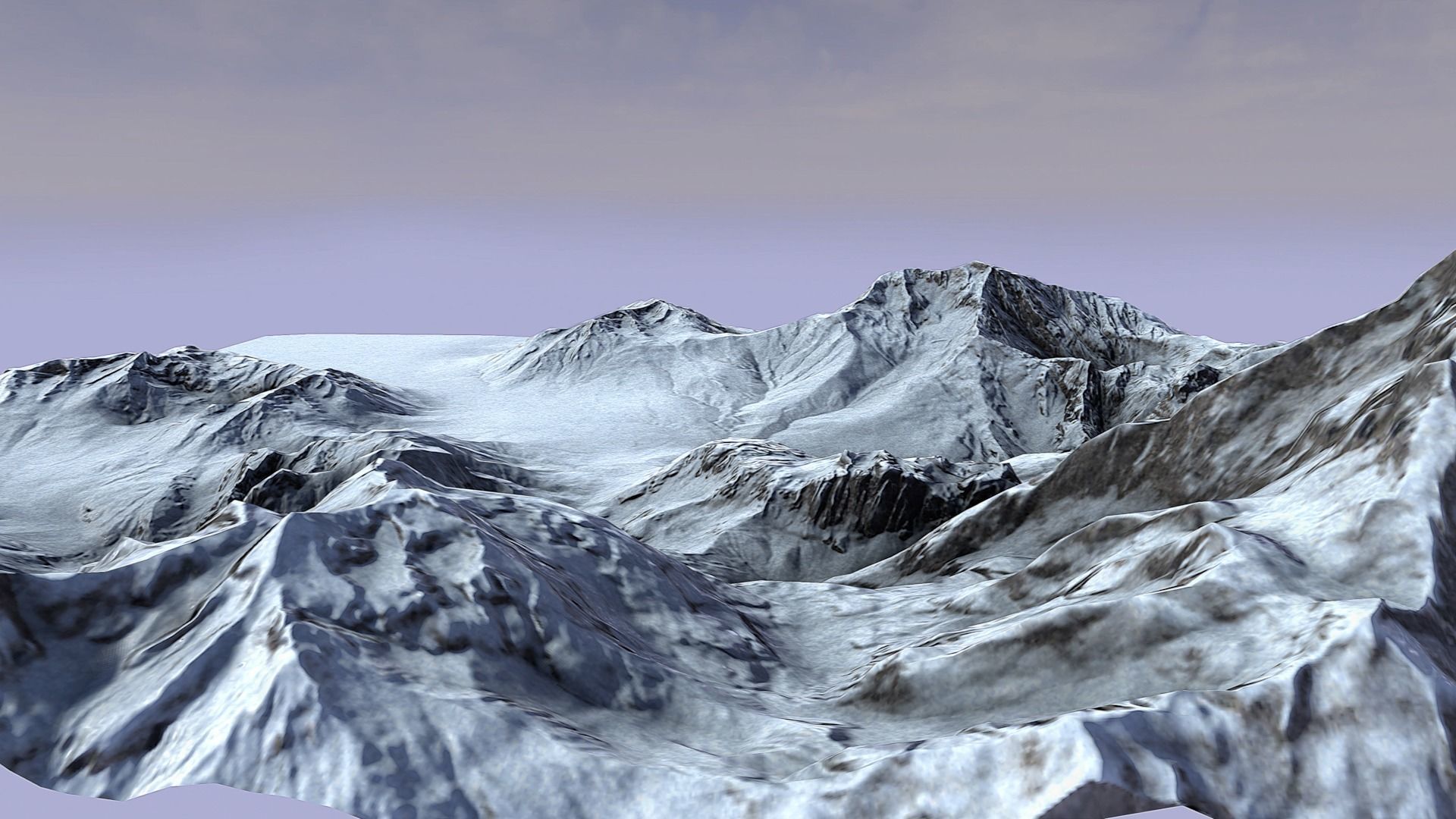 Snow Mountain Terrain Low-poly 3D model_4