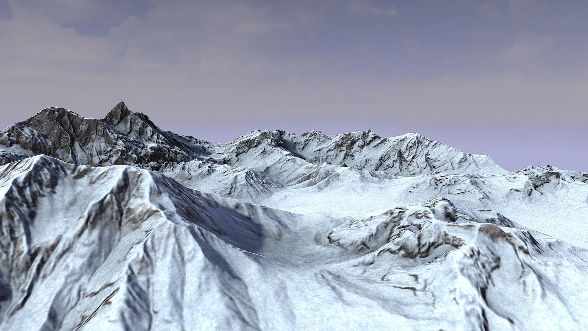 Snow Mountain Terrain Low-poly 3D model_3