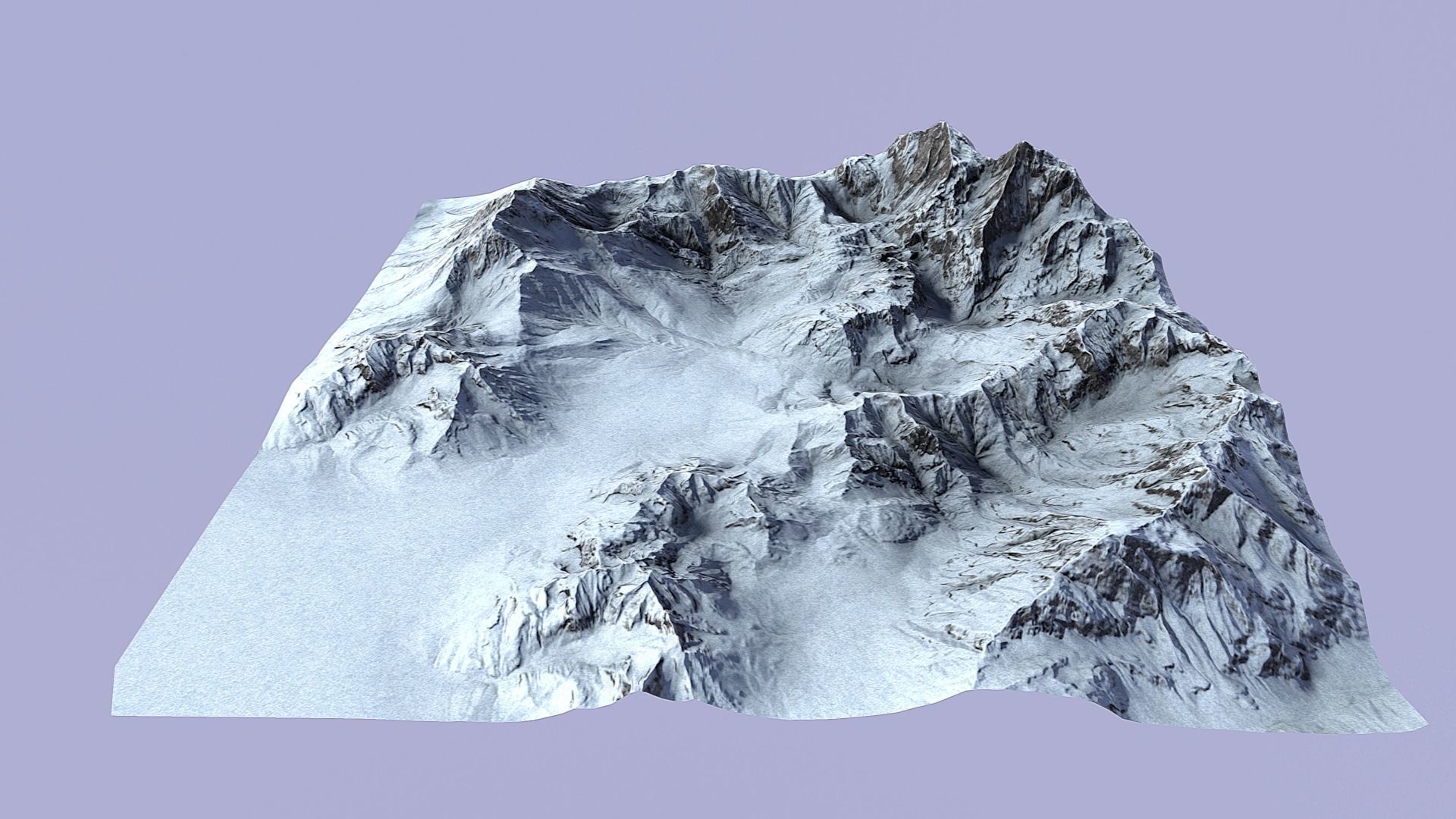 Snow Mountain Terrain Low-poly 3D model_6