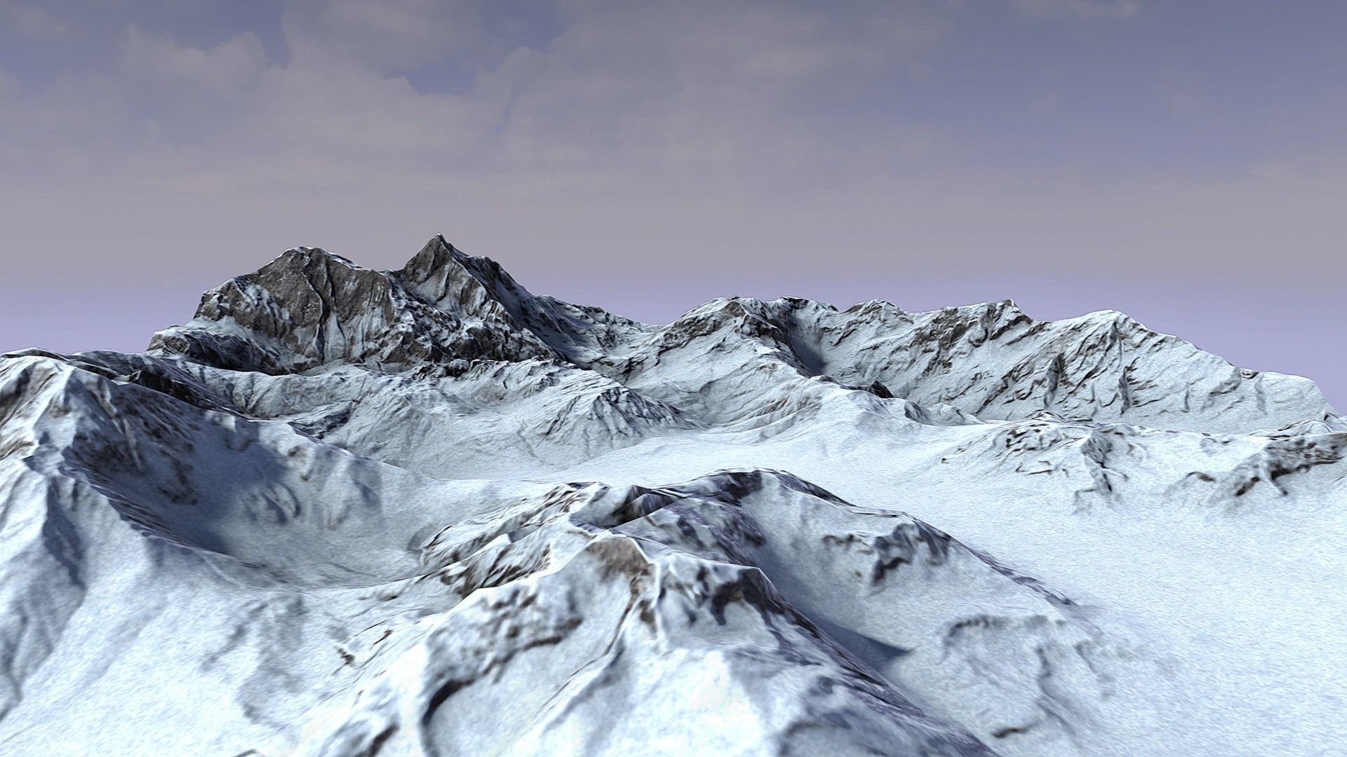 Snow Mountain Terrain Low-poly 3D model_2