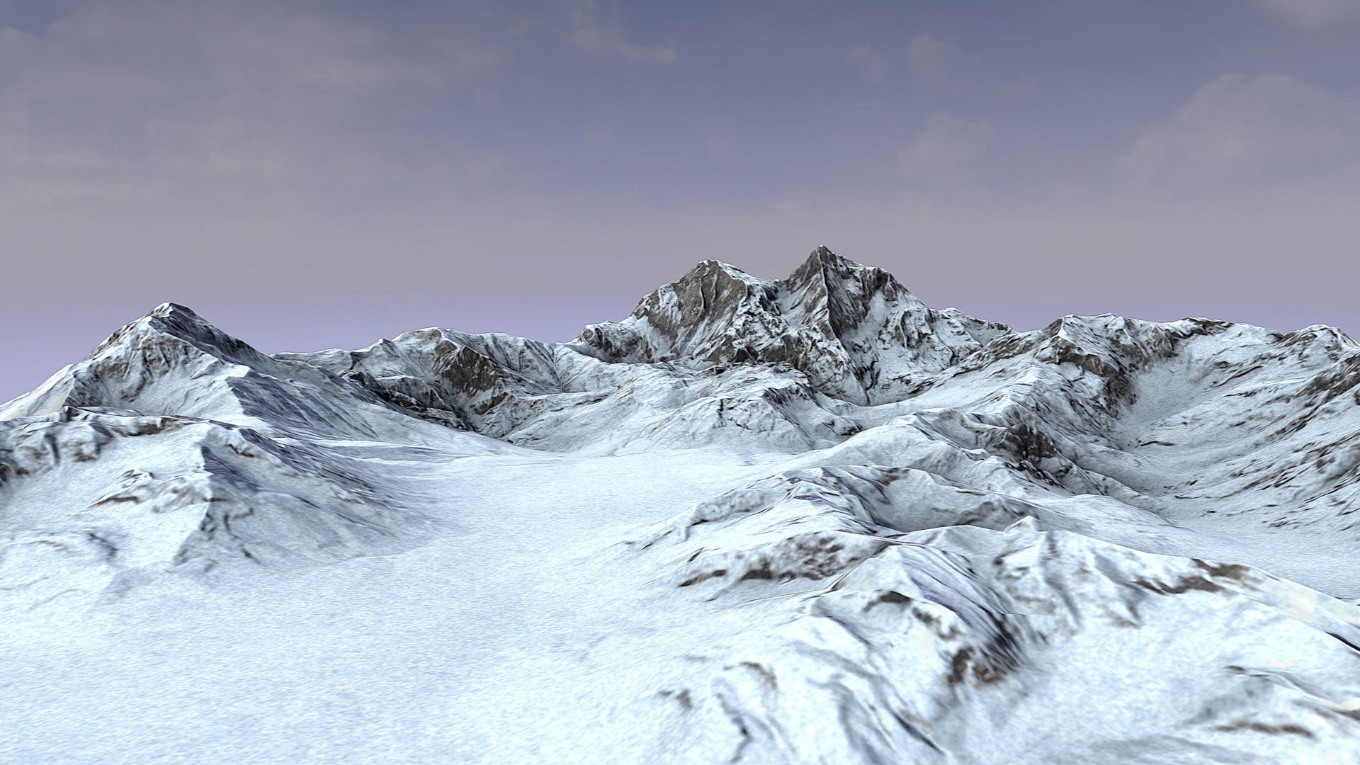 Snow Mountain Terrain Low-poly 3D model_1