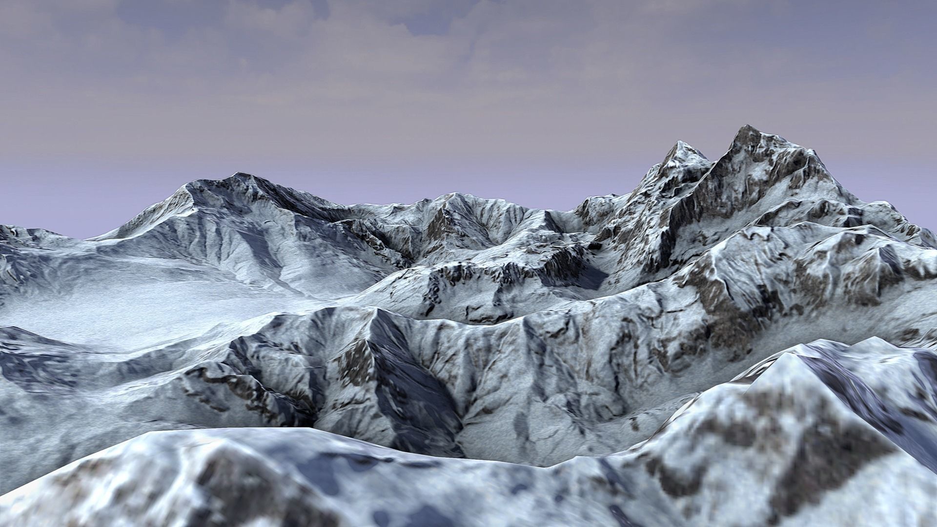 Snow Mountain Terrain Low-poly 3D model_5