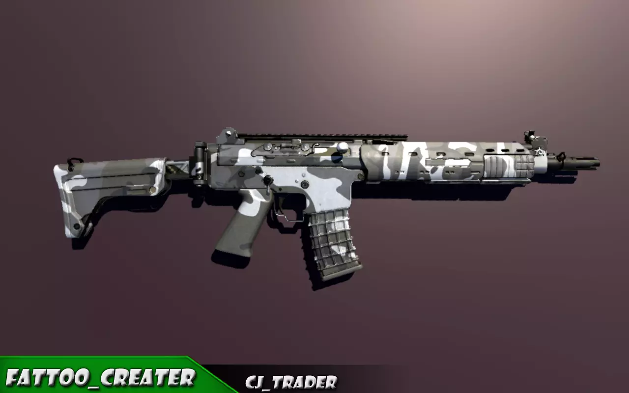 KA5C Low Poly Assault Riffle 3d Model  Low-poly 3D model_0