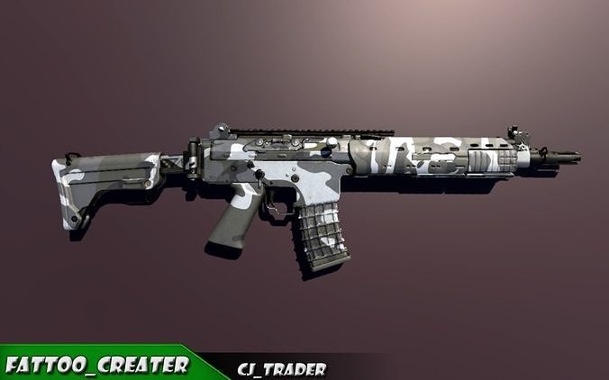 KA5C Low Poly Assault Riffle 3d Model  Low-poly 3D model