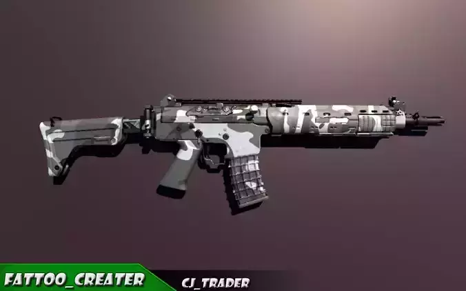 KA5C Low Poly Assault Riffle 3d Model  Low-poly 3D model