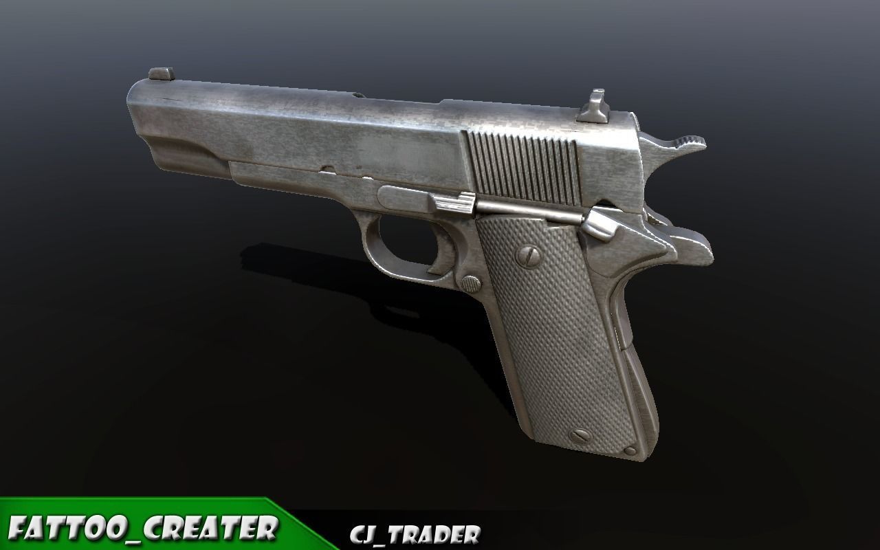 Army Pistol Low Poly 3D Model Low-poly 3D model_1