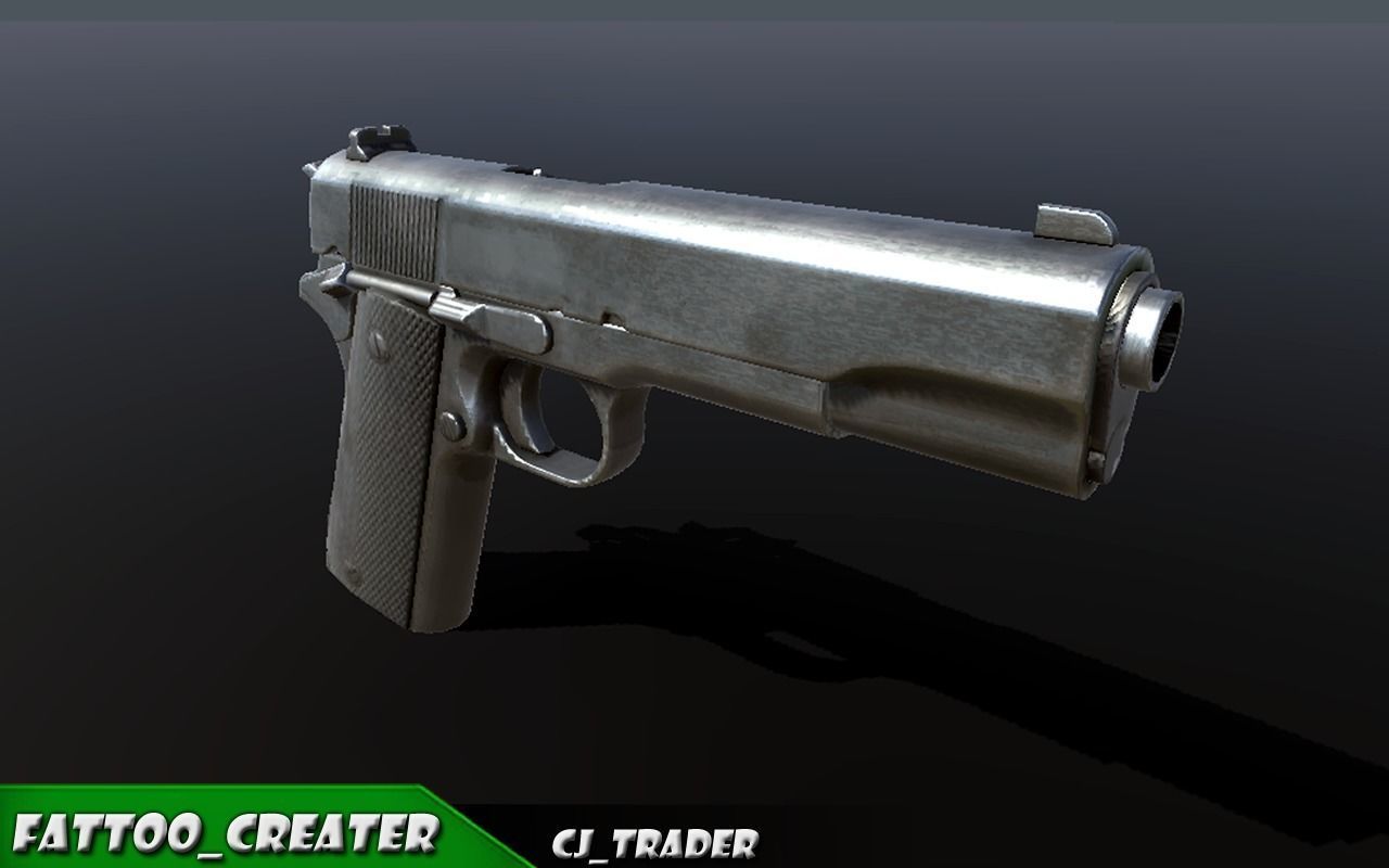 Army Pistol Low Poly 3D Model Low-poly 3D model_3