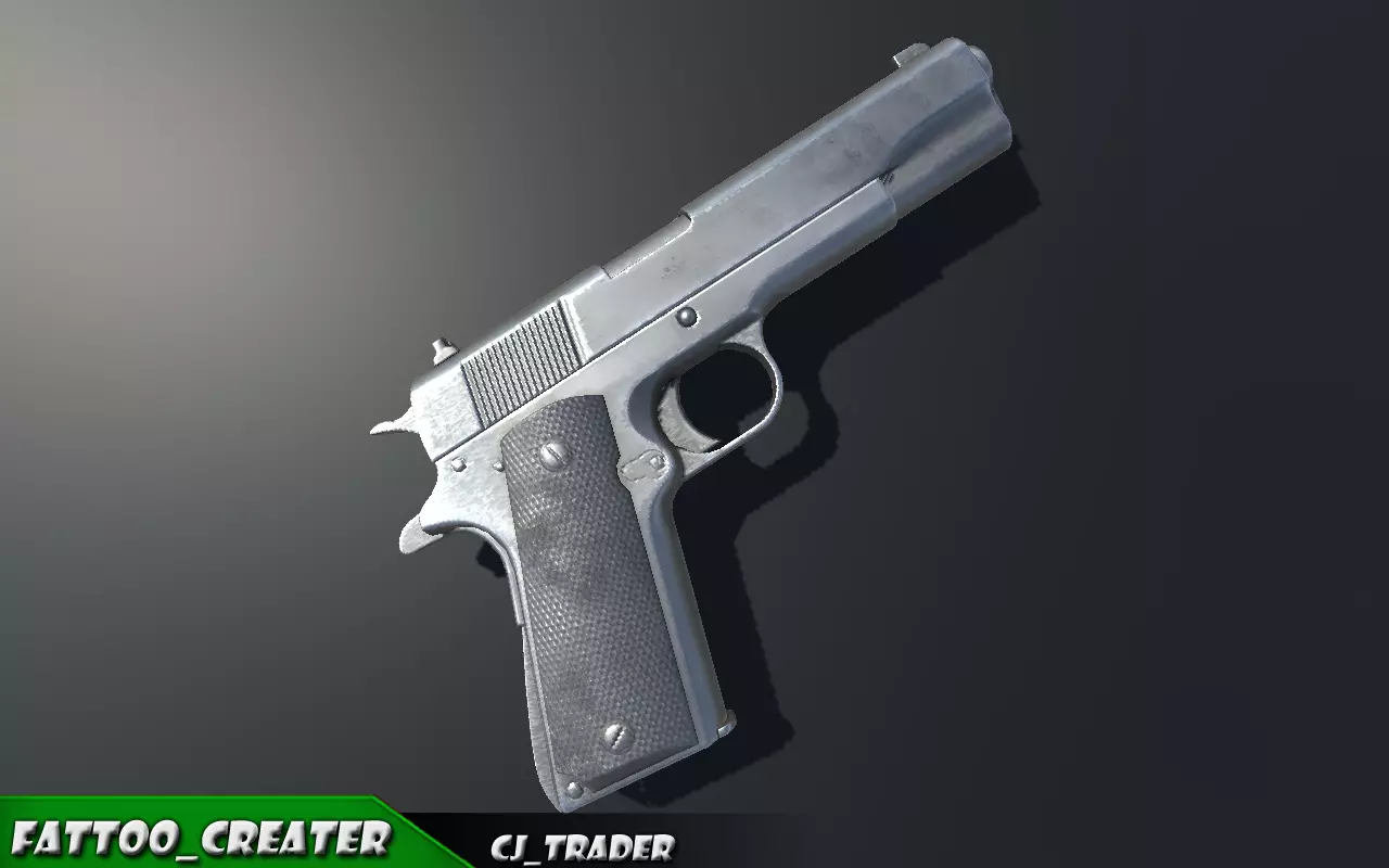 Army Pistol Low Poly 3D Model Low-poly 3D model_0