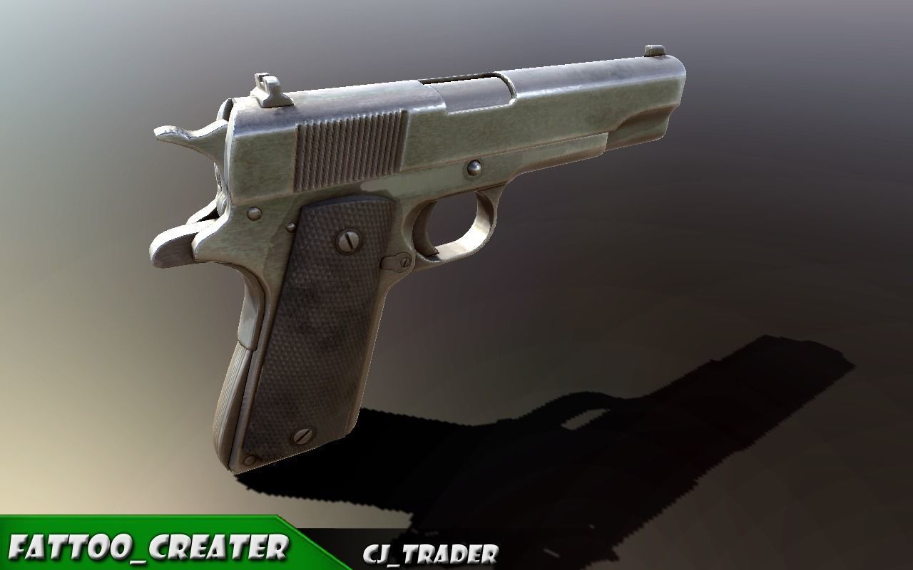 Army Pistol Low Poly 3D Model Low-poly 3D model_2