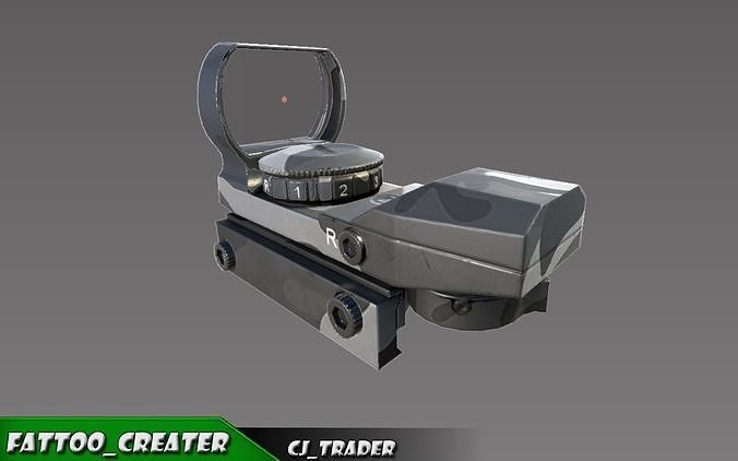 Red Dot Scope lowpoly 3d sight model Low-poly 3D model