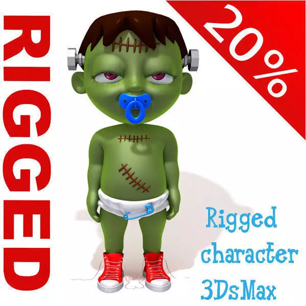 Halloween baby Cartoon Rigged 3D model