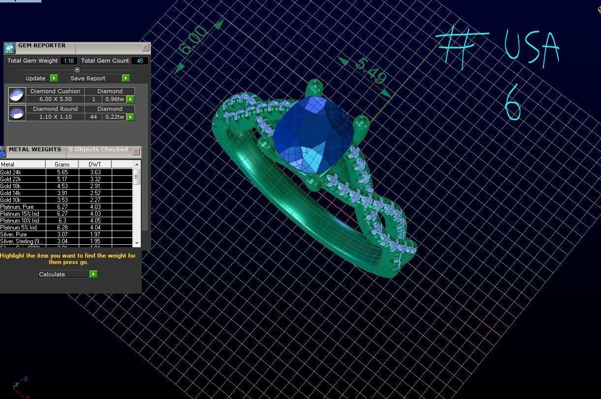 ZER032 diamond engagement ring gold 3D print model_4