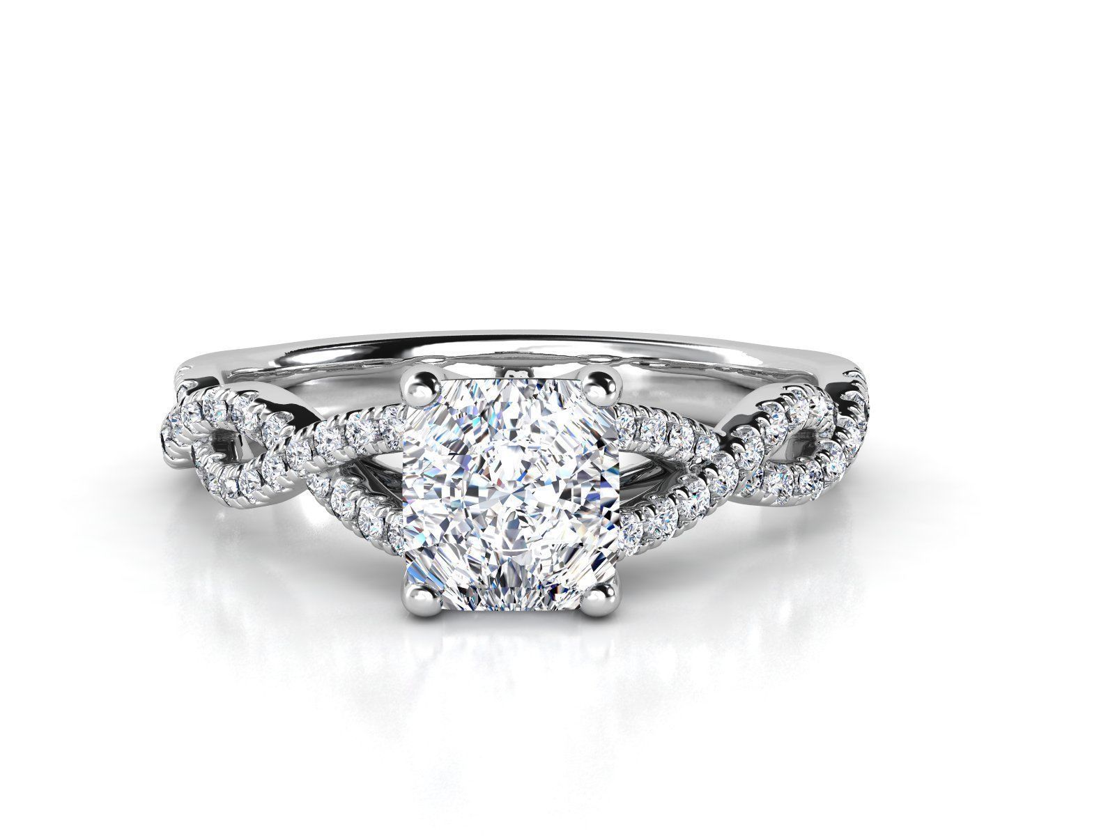 ZER032 diamond engagement ring gold 3D print model_1