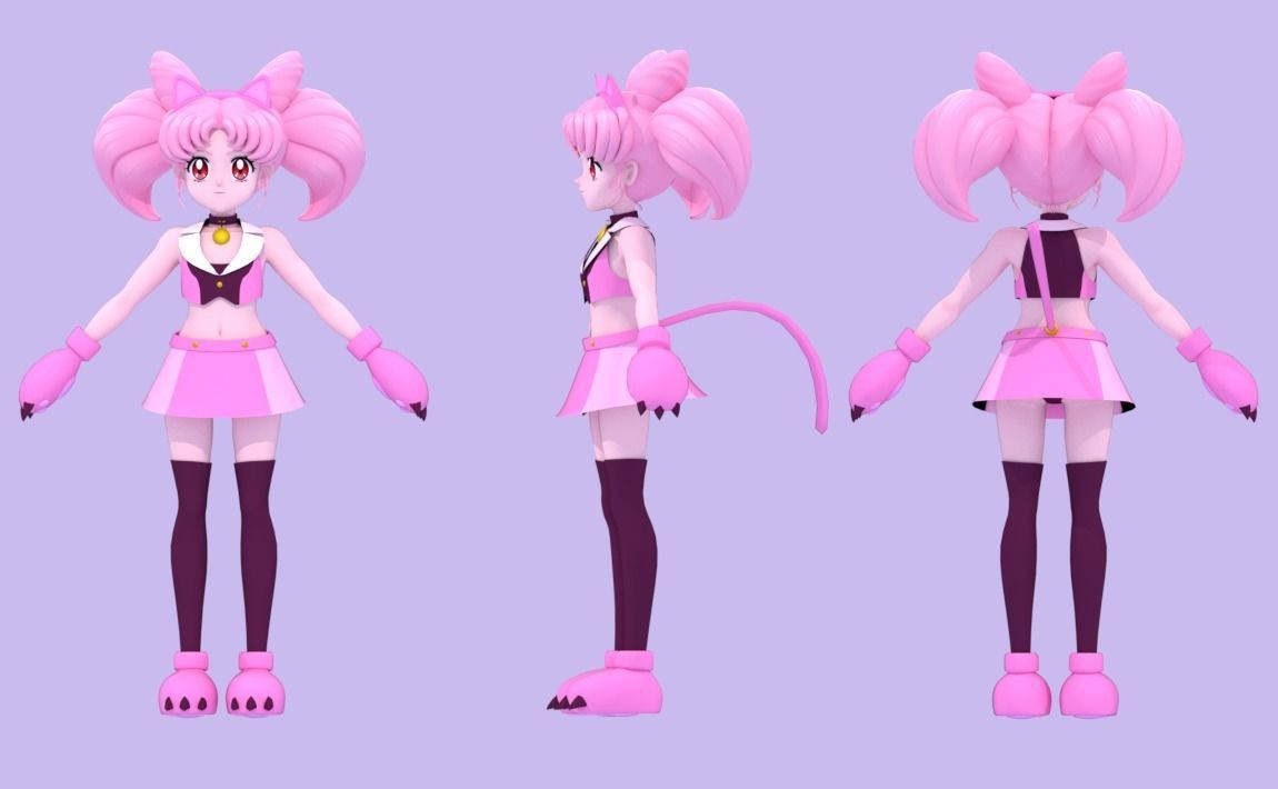 Sailor Moon and Sailor Chibimoon 3D Model Collection_15