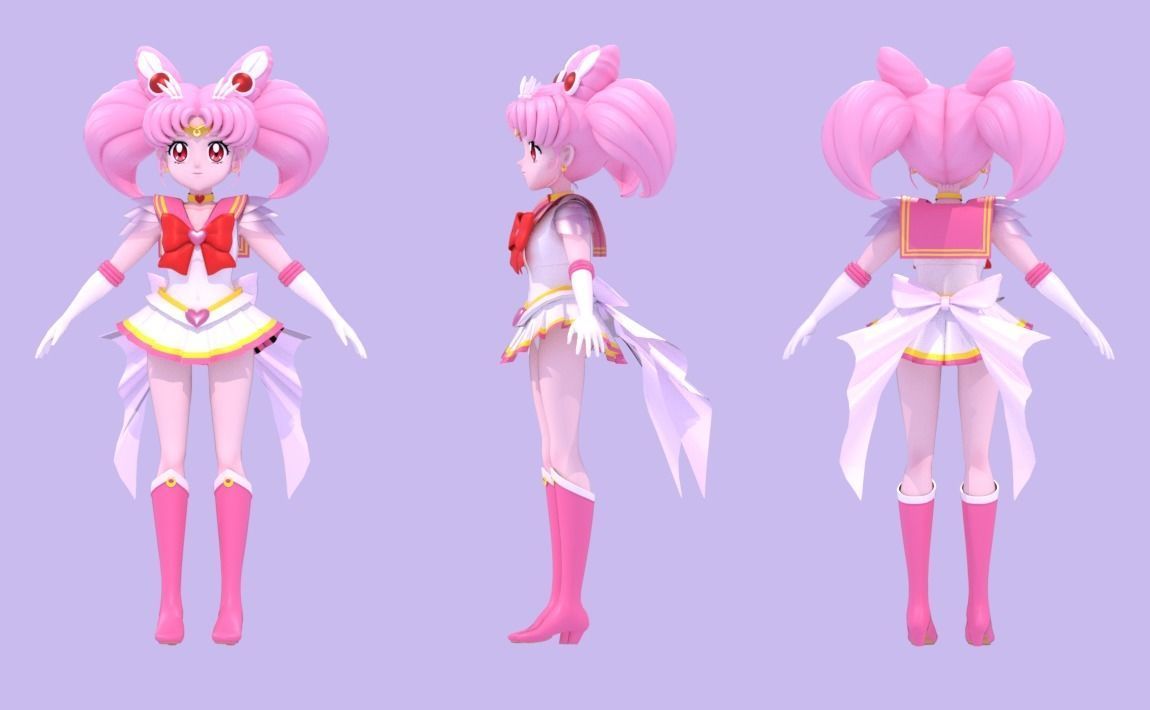 Sailor Moon and Sailor Chibimoon 3D Model Collection_12