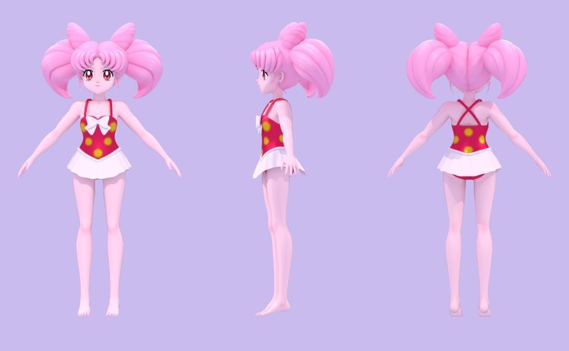 Sailor Moon and Sailor Chibimoon 3D Model Collection_13