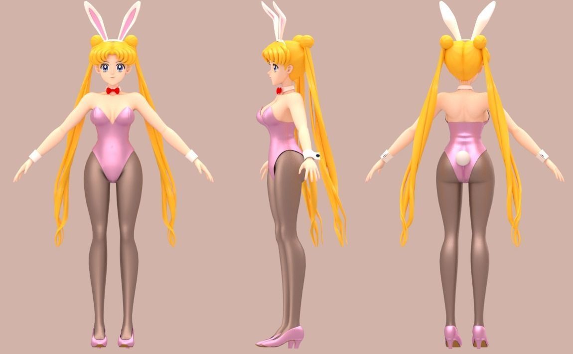 Sailor Moon and Sailor Chibimoon 3D Model Collection_7