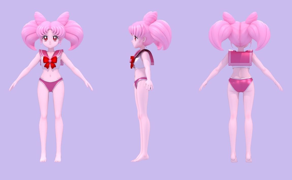 Sailor Moon and Sailor Chibimoon 3D Model Collection_14