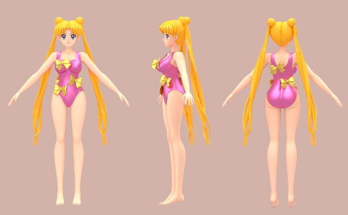 Sailor Moon and Sailor Chibimoon 3D Model Collection_5