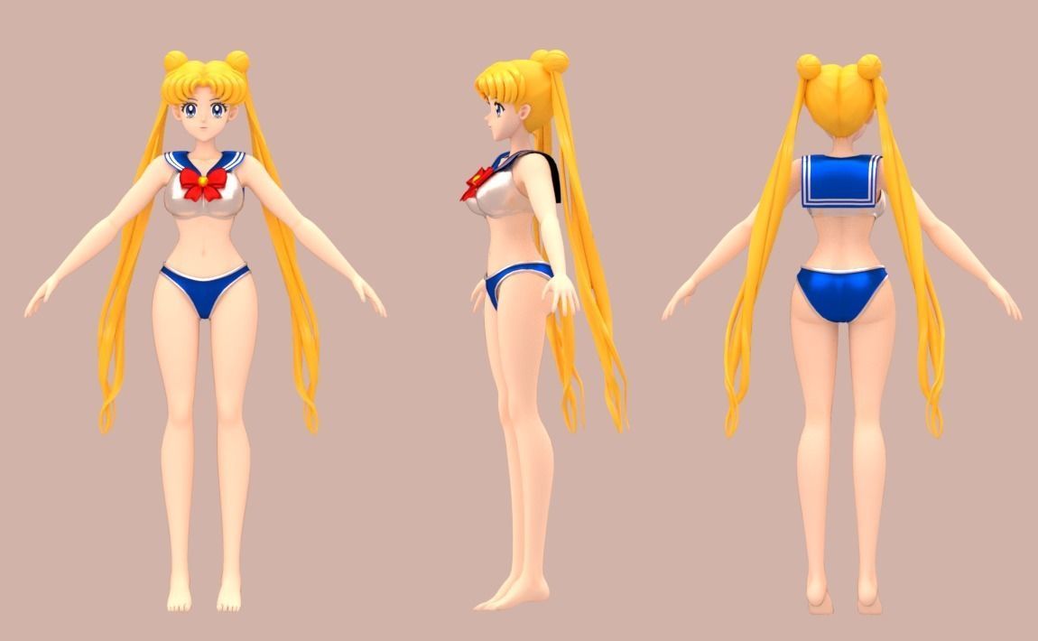 Sailor Moon and Sailor Chibimoon 3D Model Collection_6
