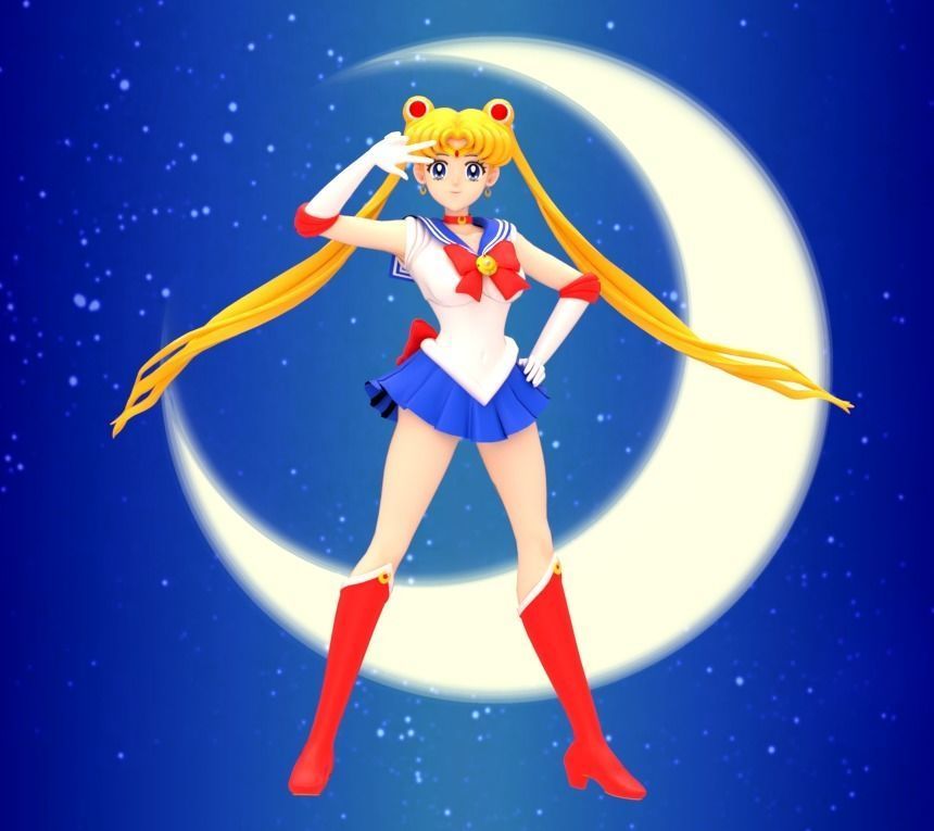 Sailor Moon and Sailor Chibimoon 3D Model Collection_1
