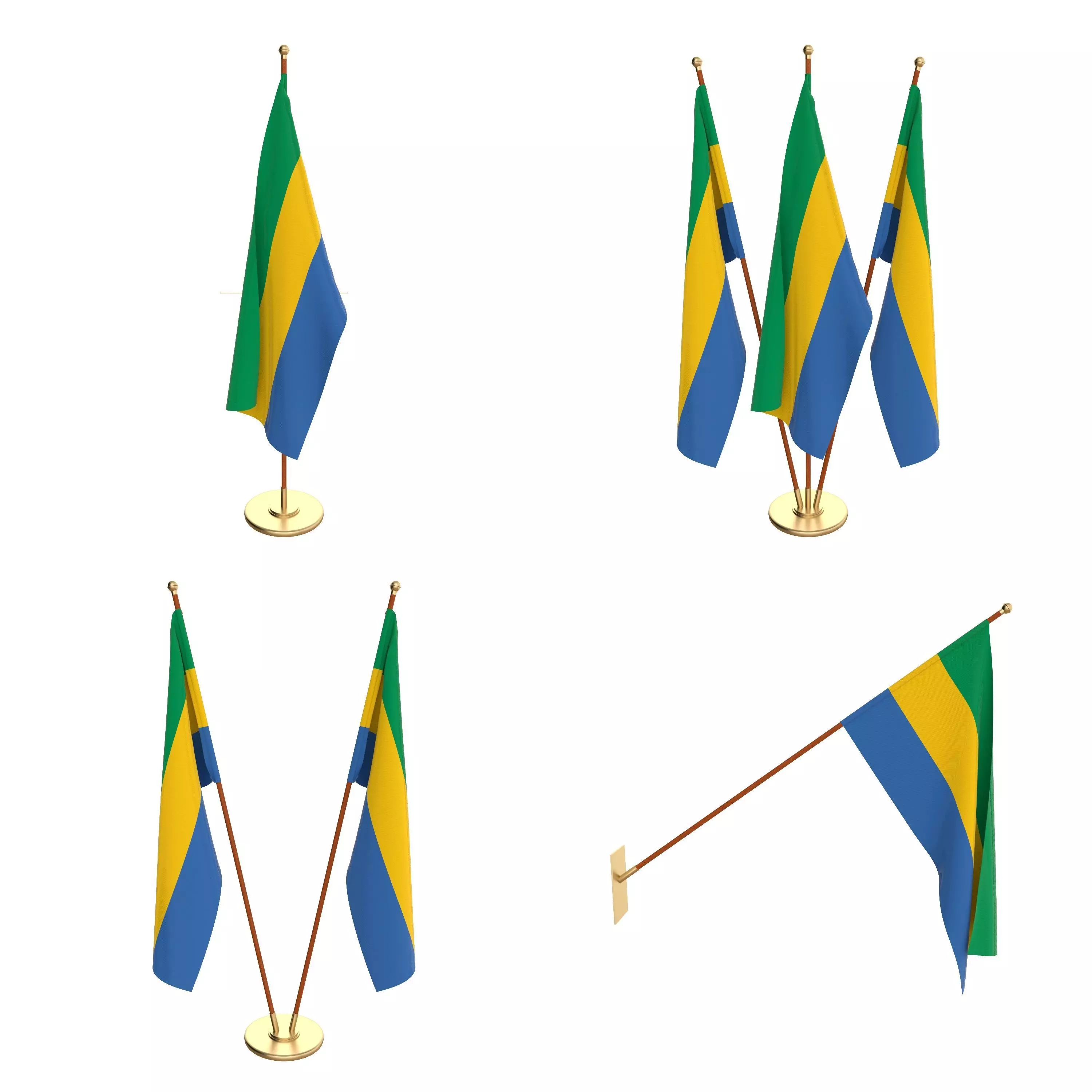 Gabon Flag Pack 3D model_0