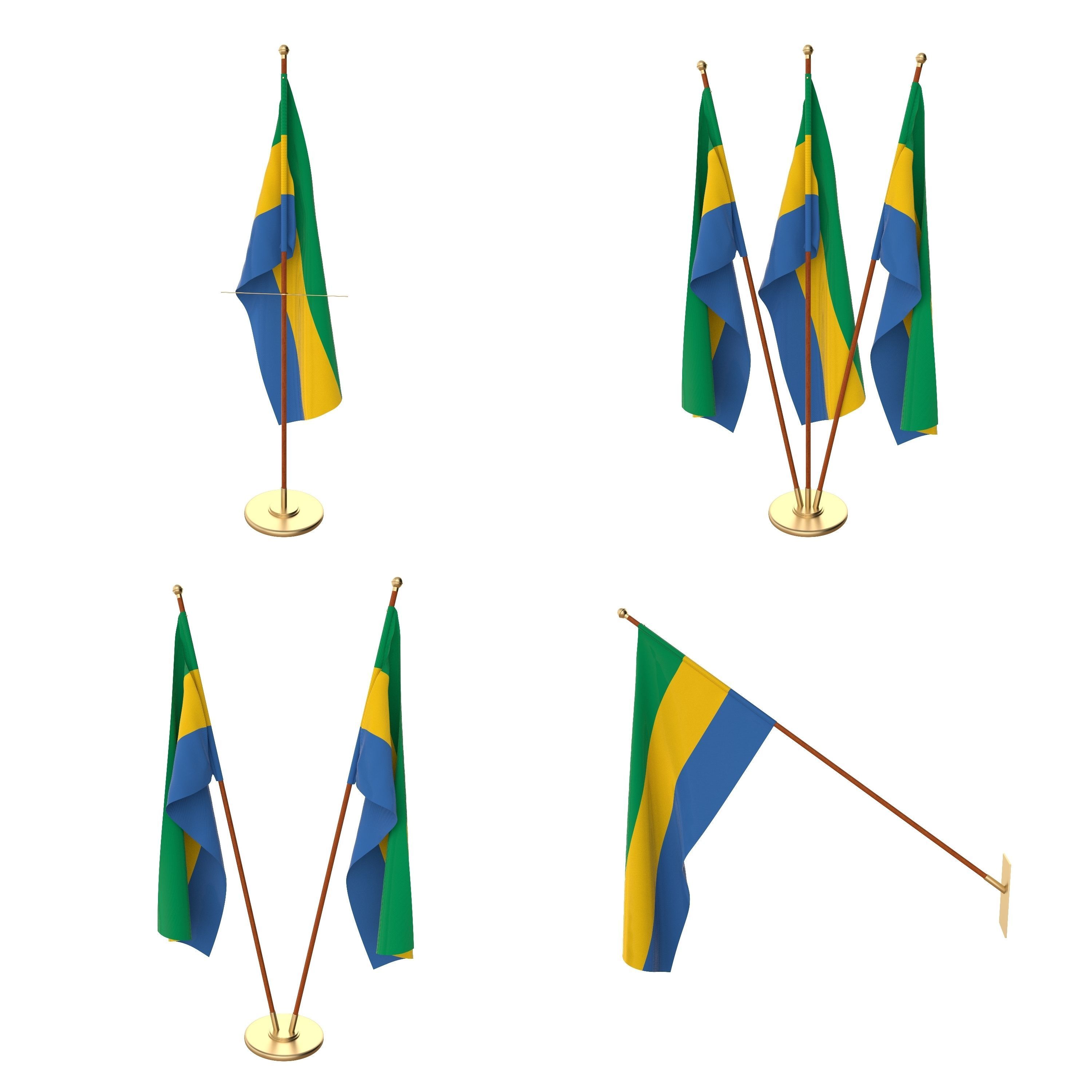 Gabon Flag Pack 3D model_1