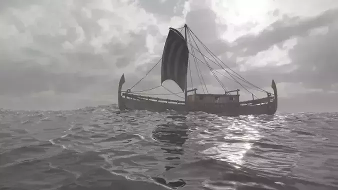 Phoenician Ship Low-poly 3D model