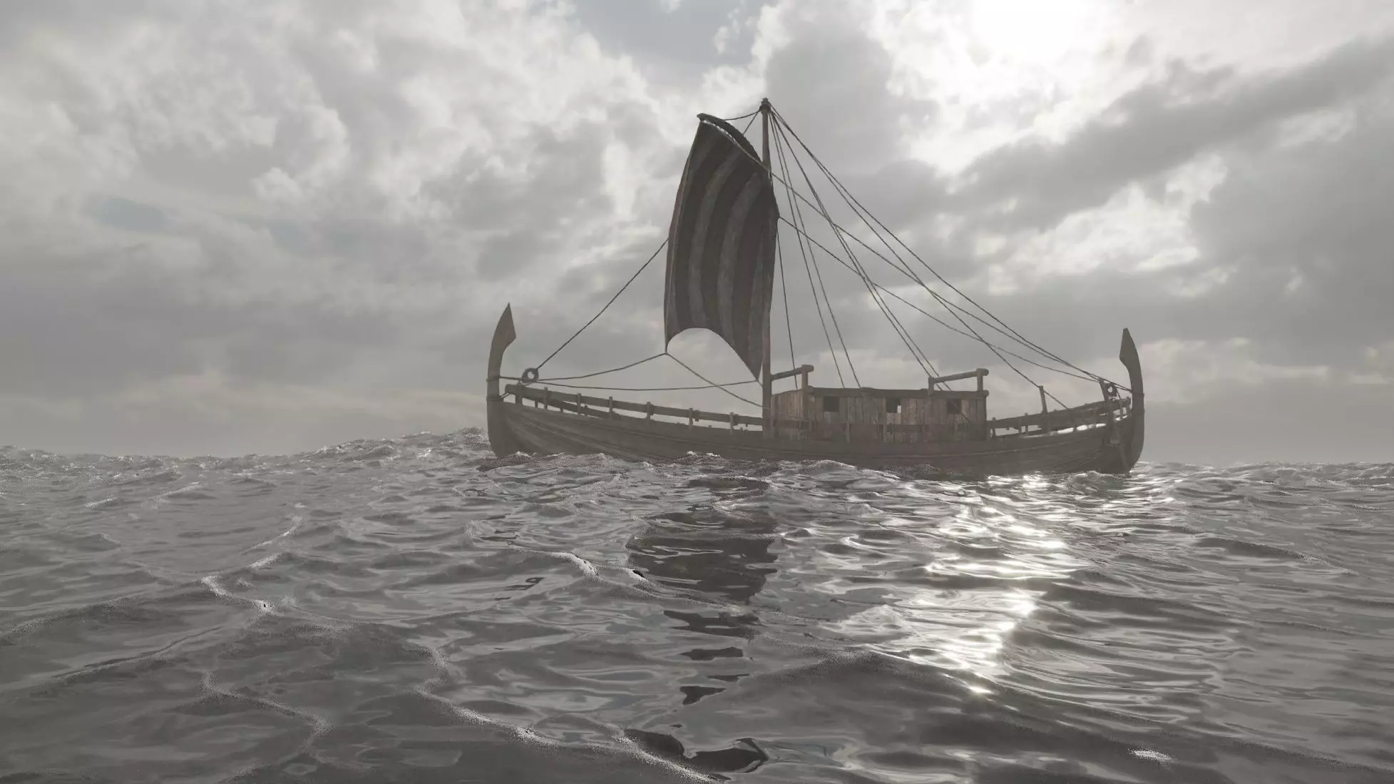 Phoenician Ship Low-poly 3D model_0