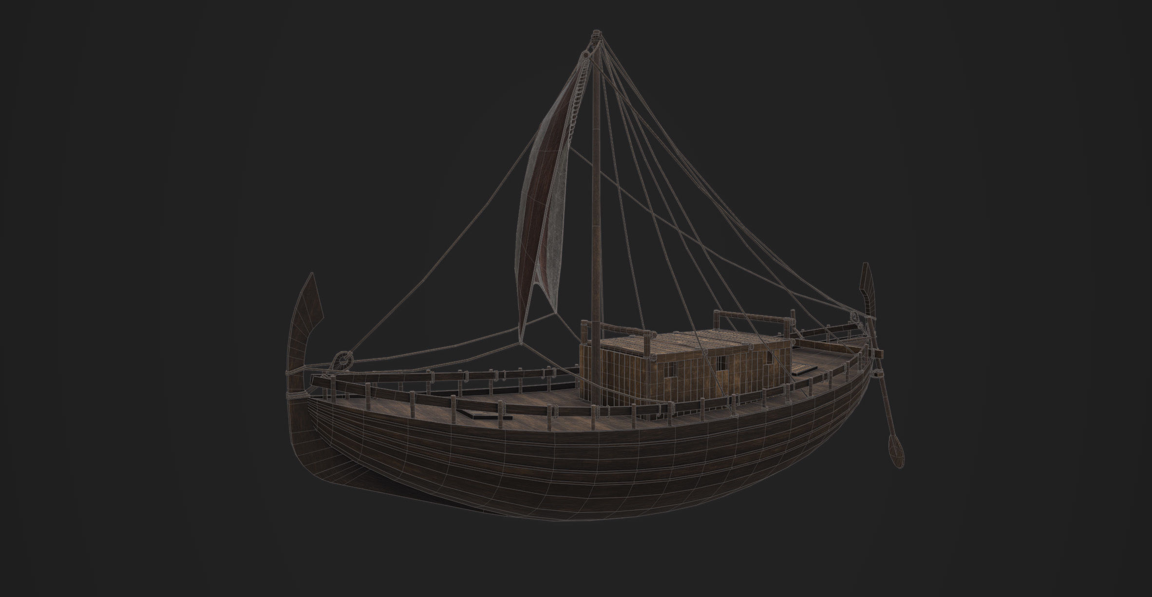 Phoenician Ship Low-poly 3D model_7