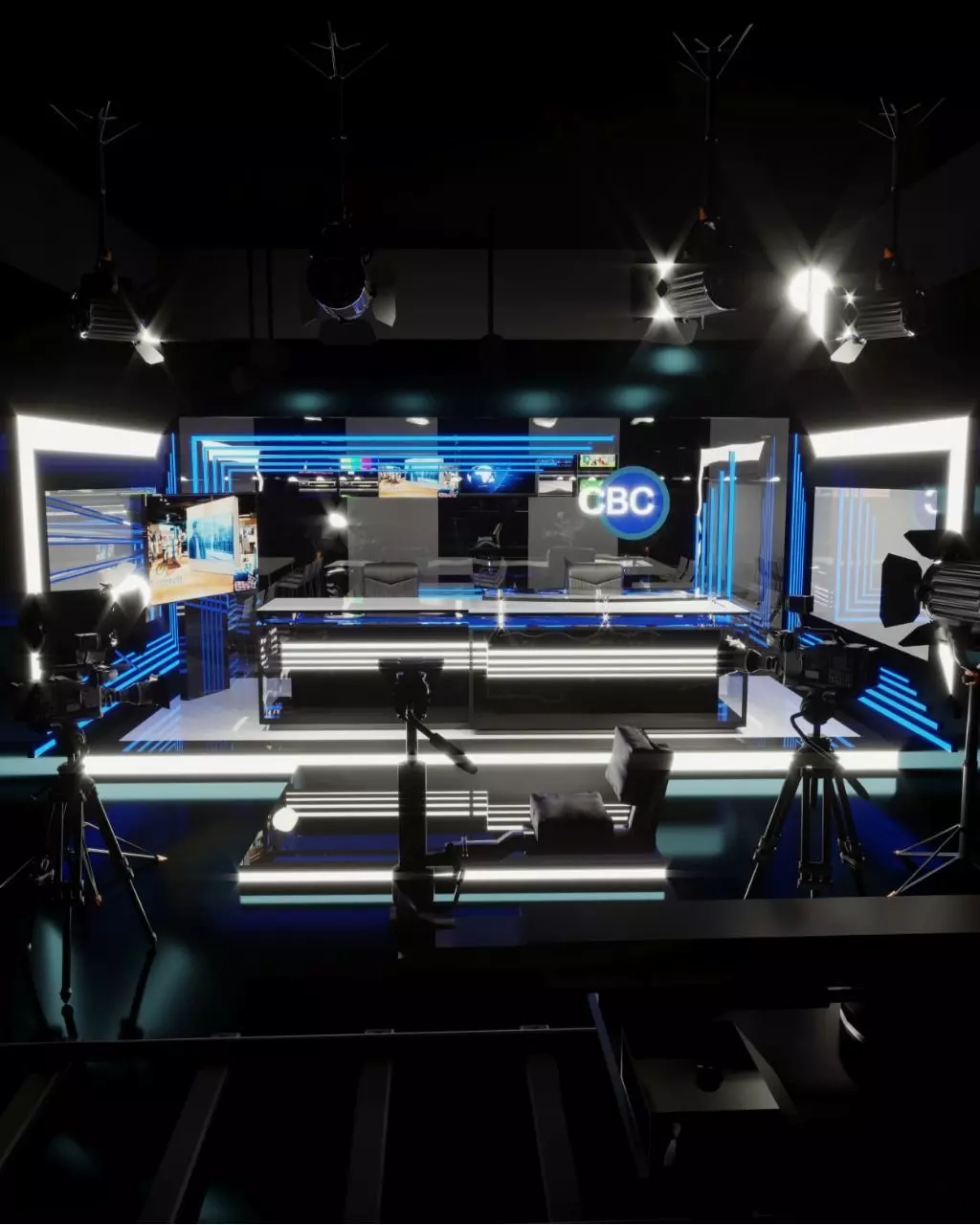 Television studio 3D model_0
