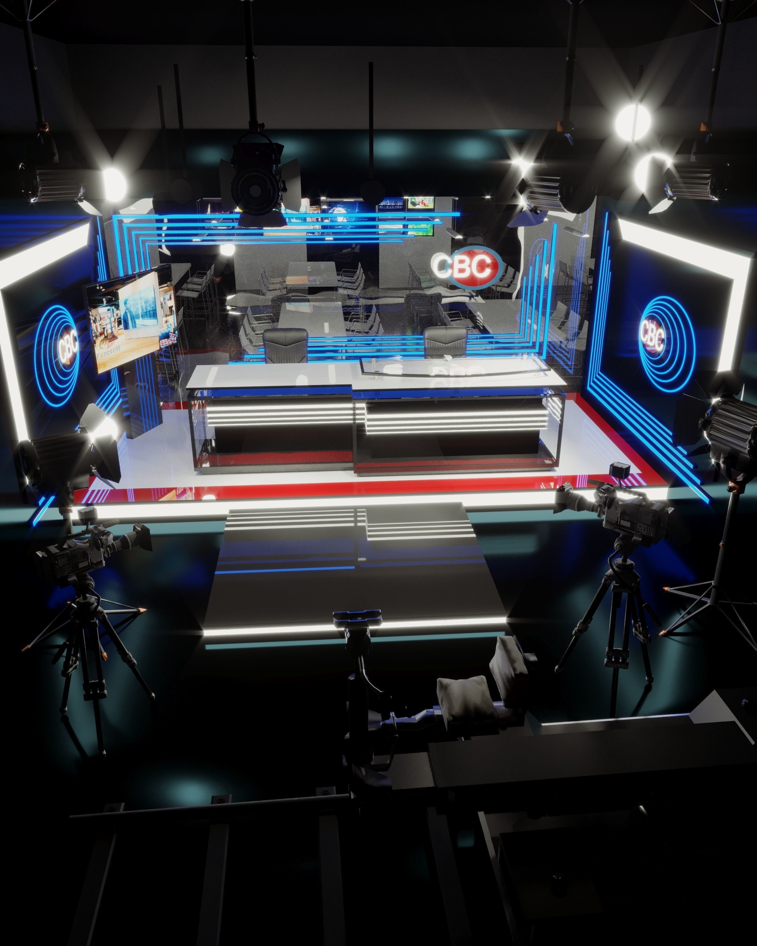 Television studio 3D model_2