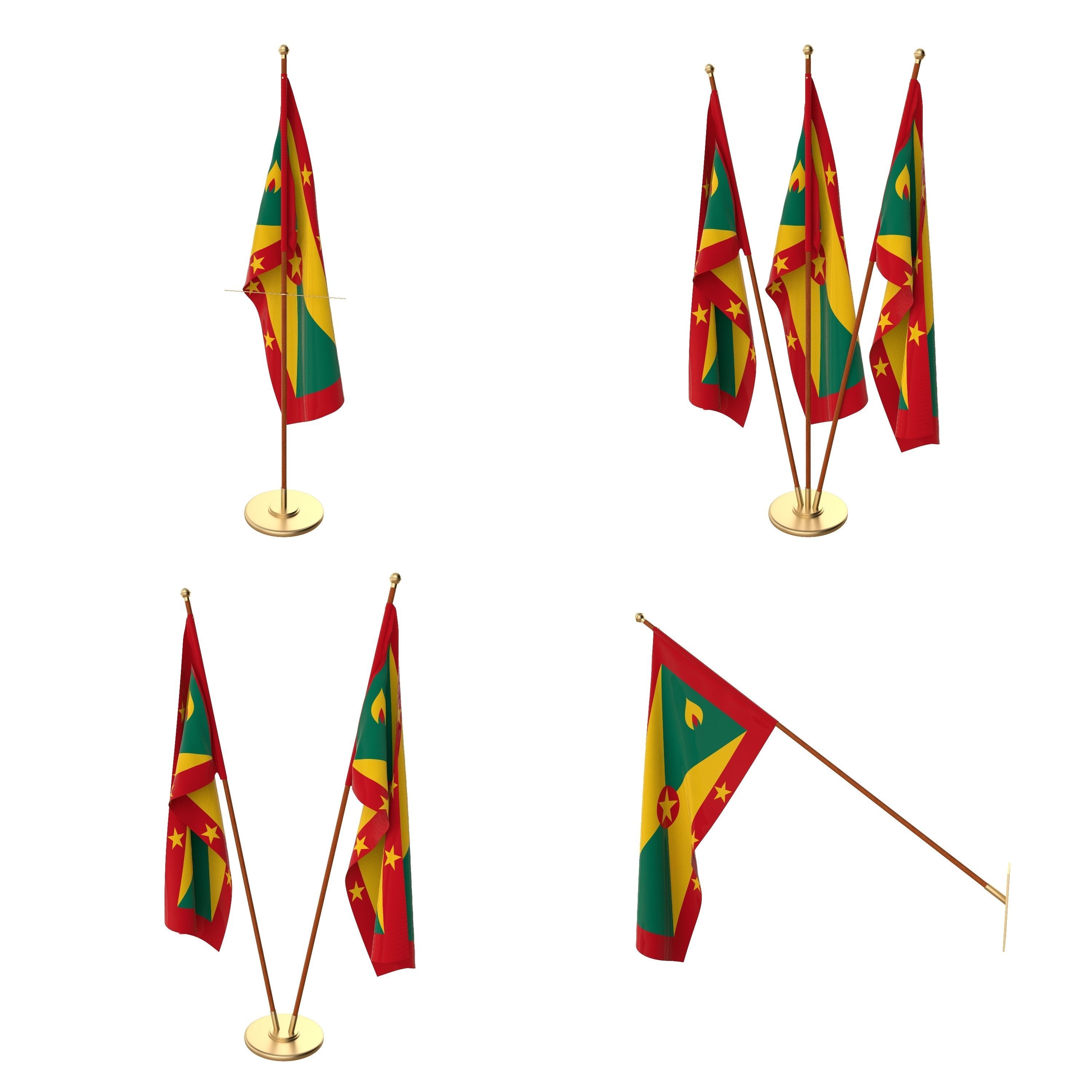 Grenada Flag Pack 3D model_1