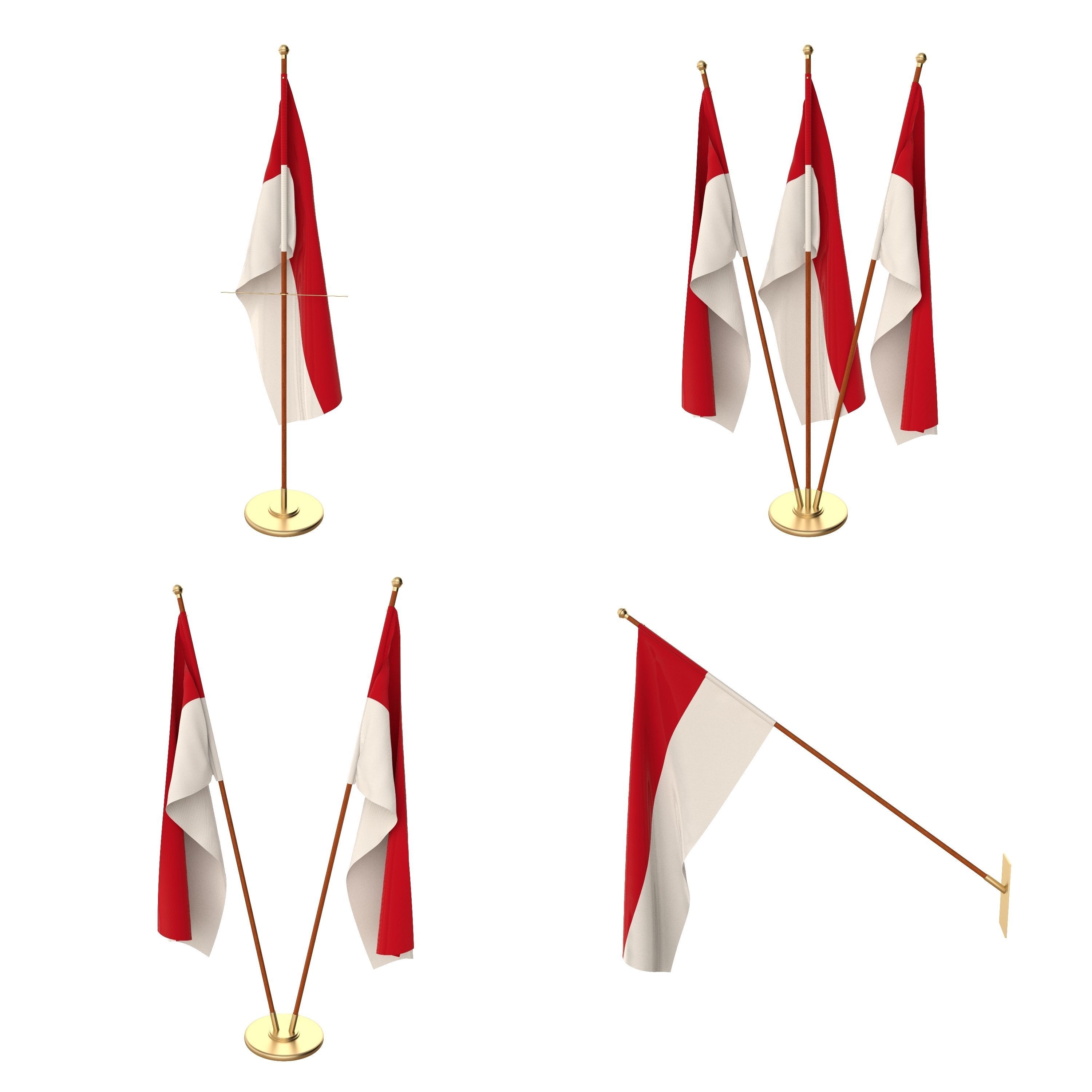 Monaco Flag Pack 3D model_1