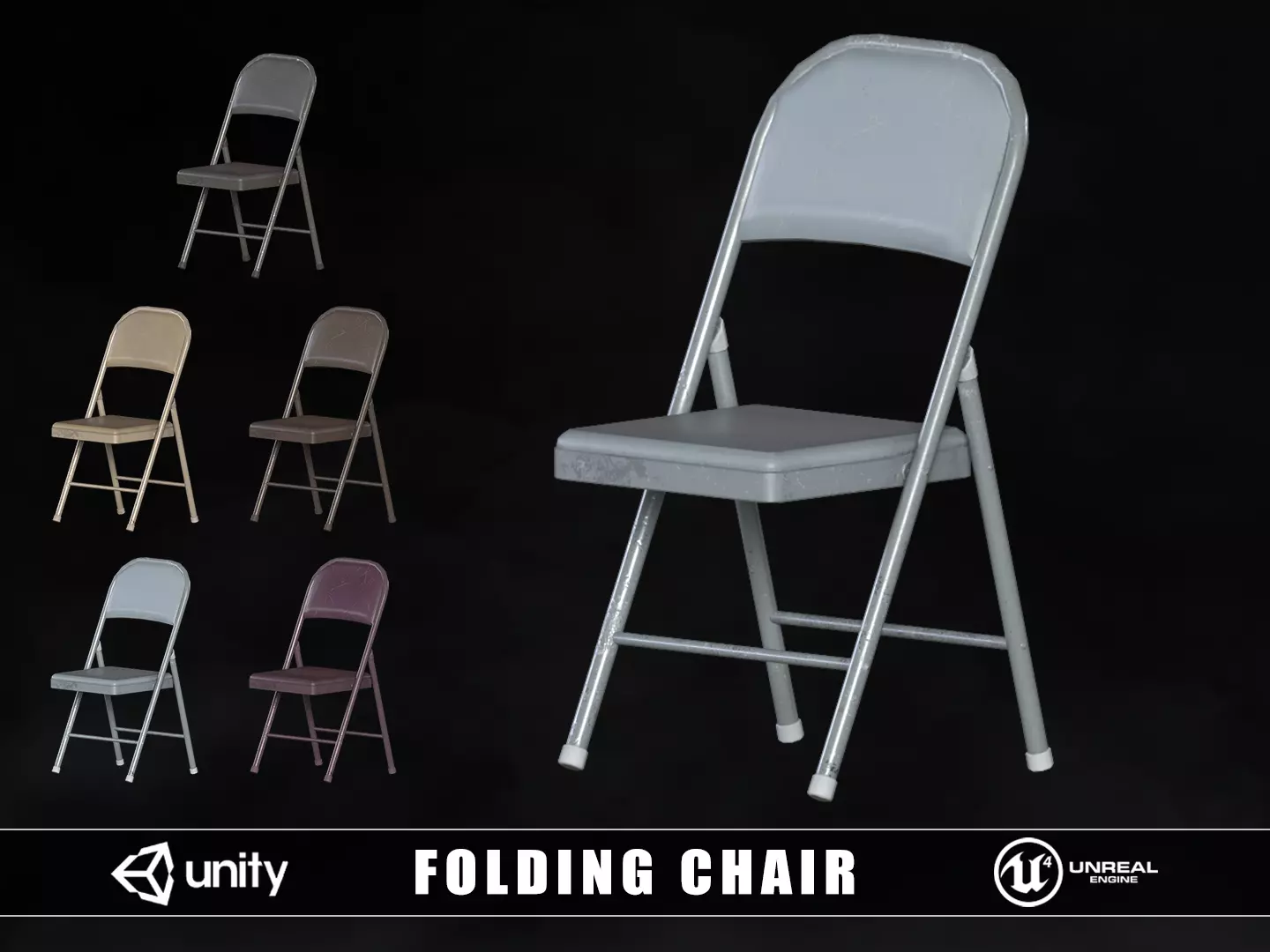 Folding Chair Low-poly 3D model