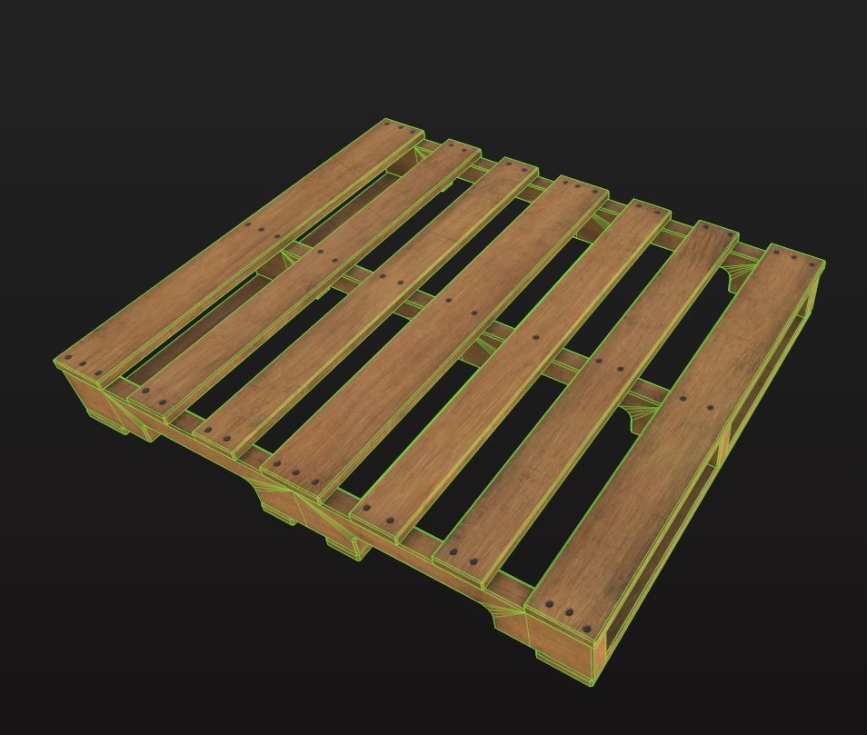 Wooden Pallet Low-poly 3D model_7