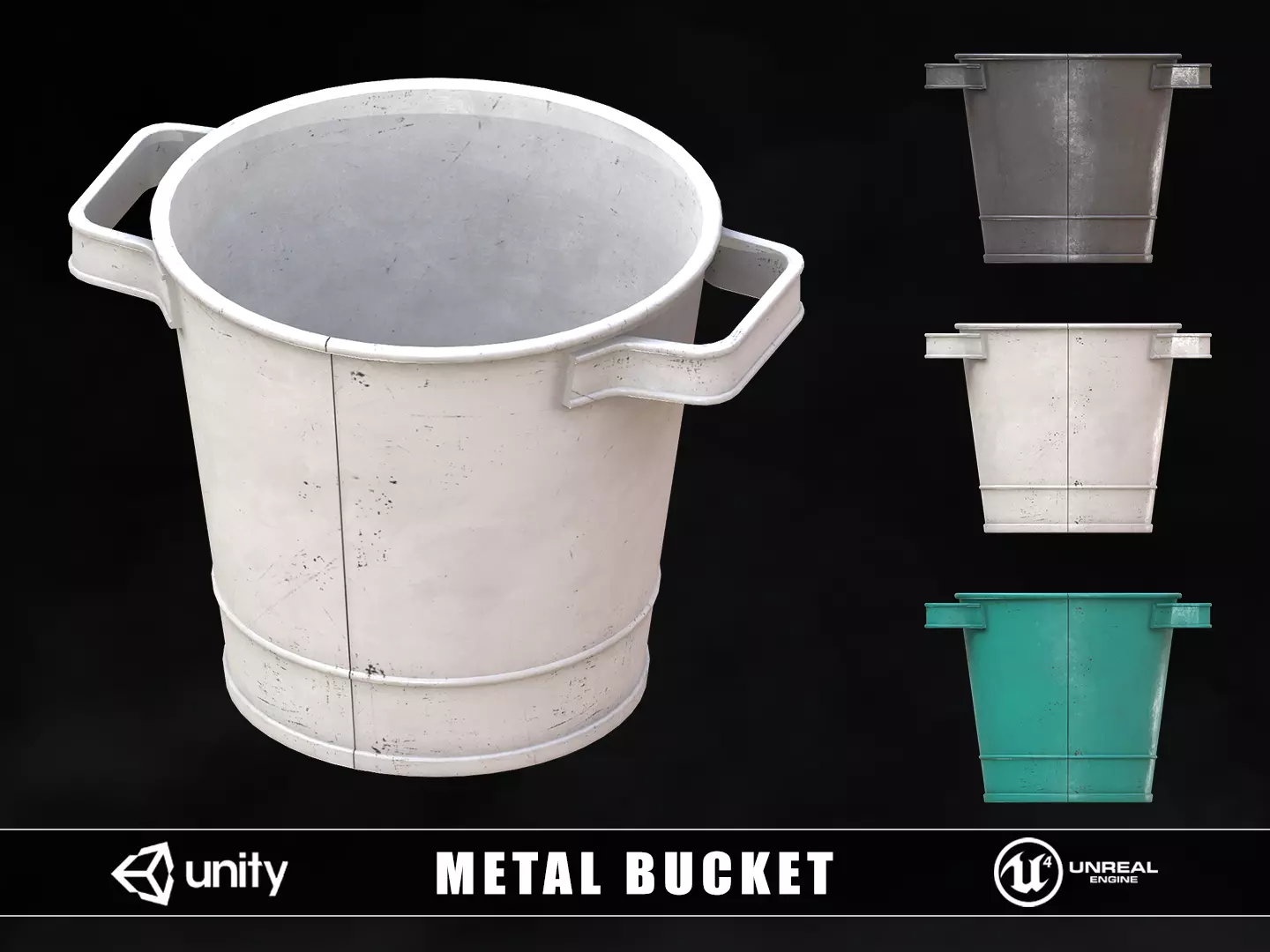 Metal Bucket Low-poly 3D model_0