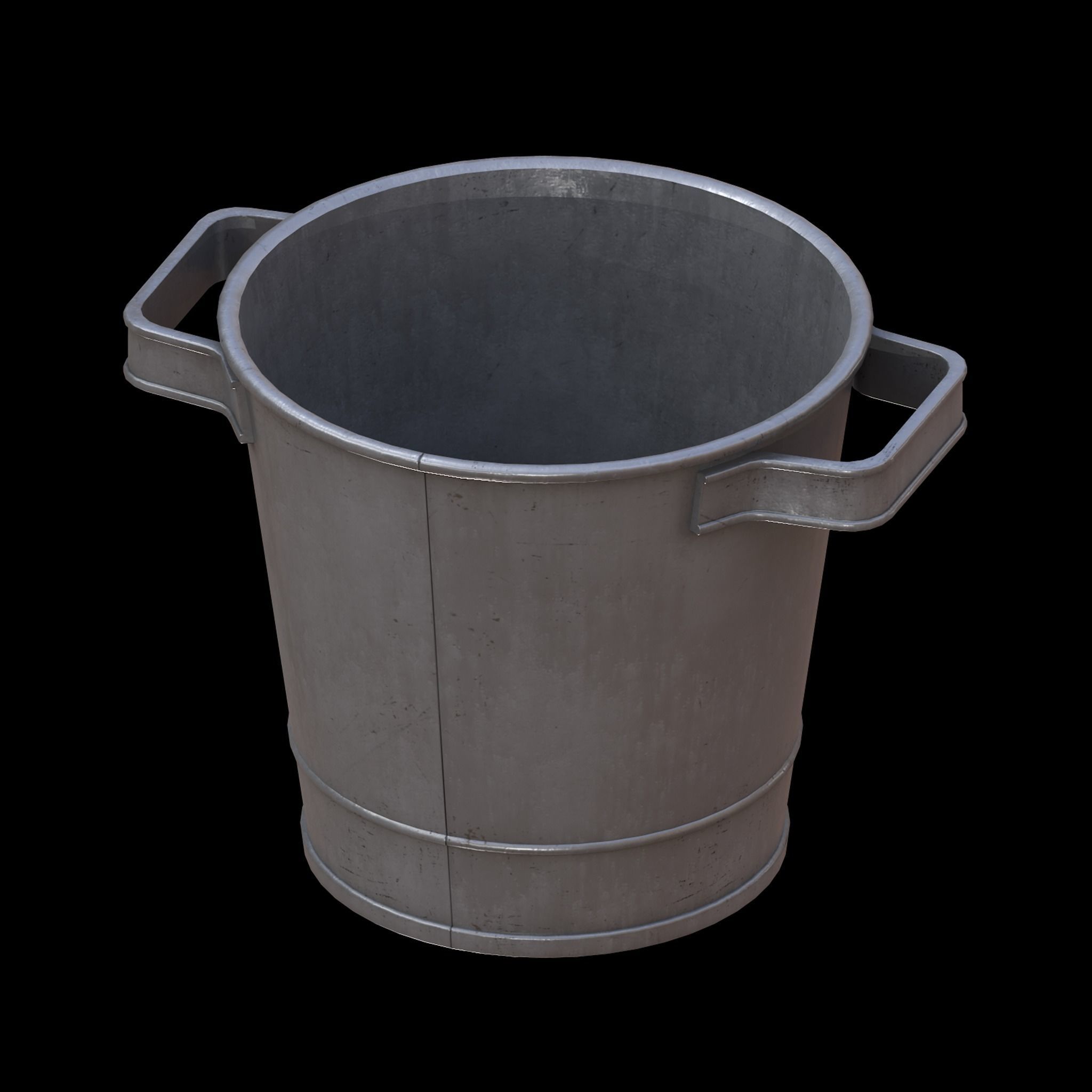 Metal Bucket Low-poly 3D model_7