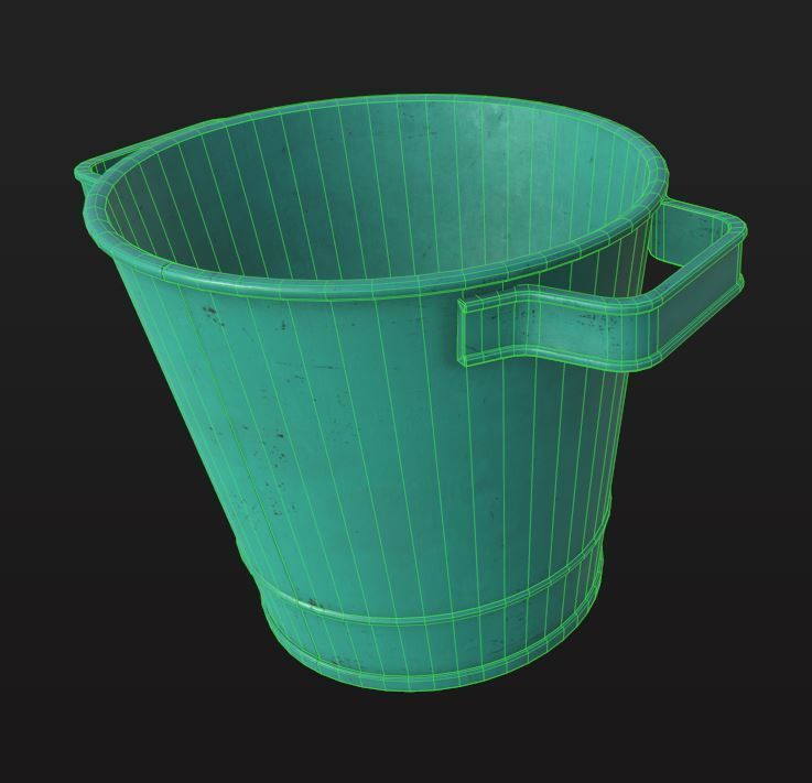 Metal Bucket Low-poly 3D model_11