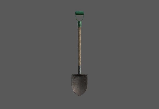 Old Wooden Shovel Low-poly 3D model