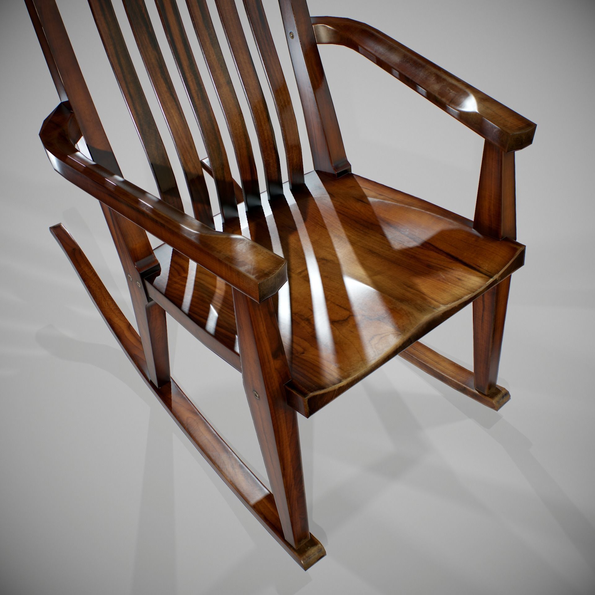 PBR Rocking Chair Low-poly 3D model_1