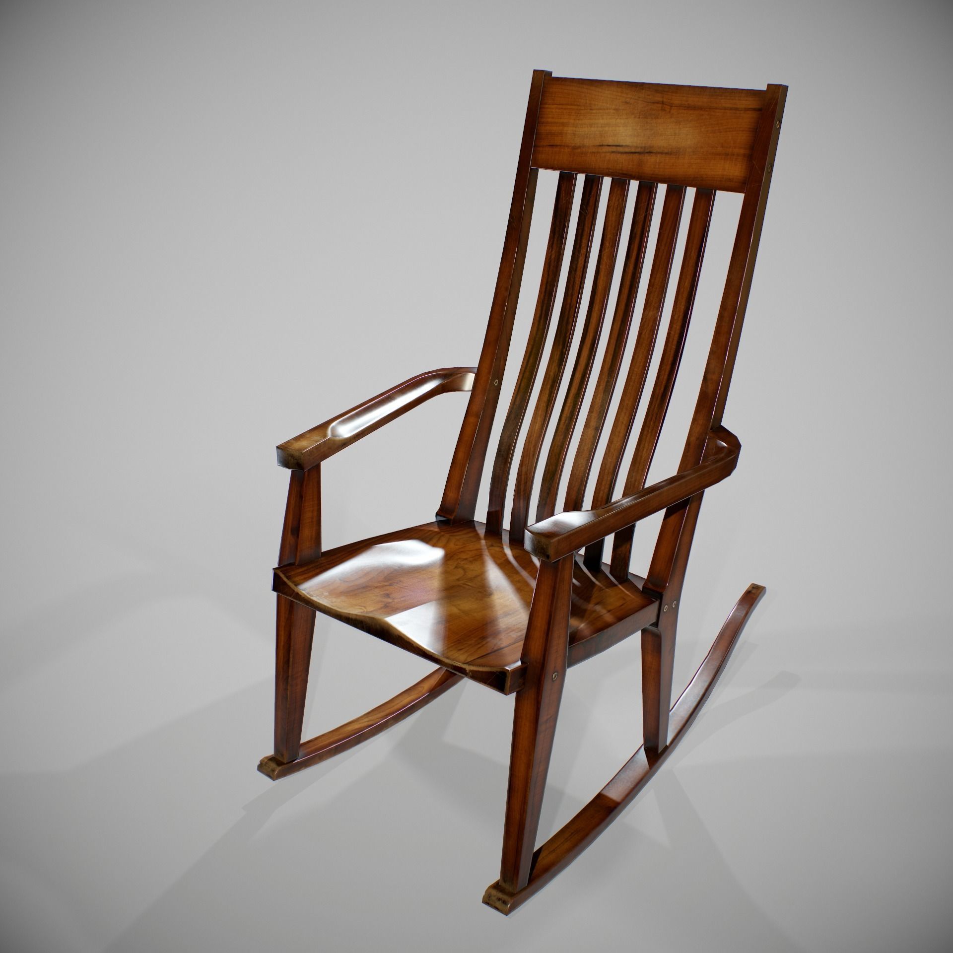 PBR Rocking Chair Low-poly 3D model_3