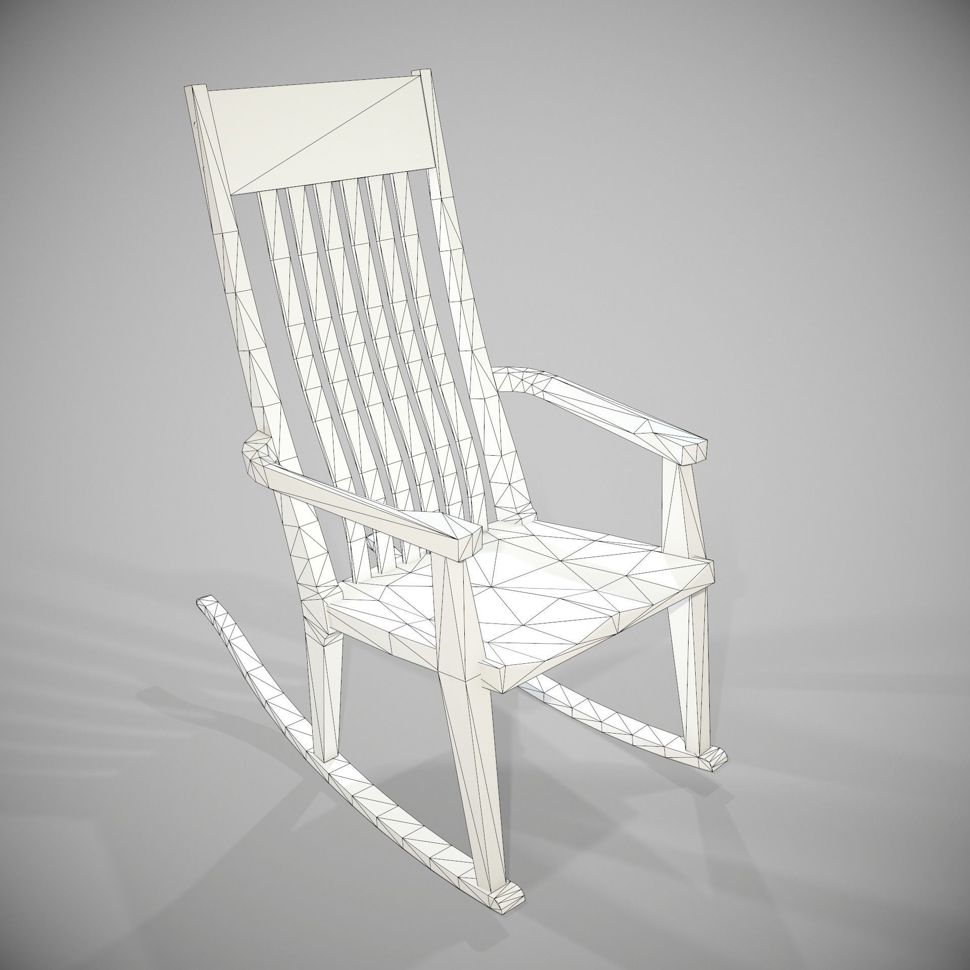 PBR Rocking Chair Low-poly 3D model_7