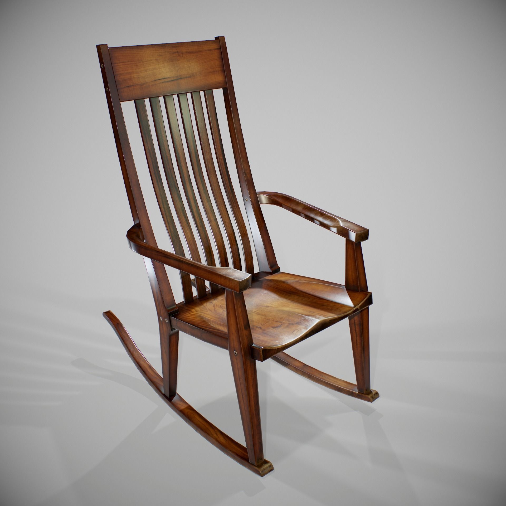 PBR Rocking Chair Low-poly 3D model_0