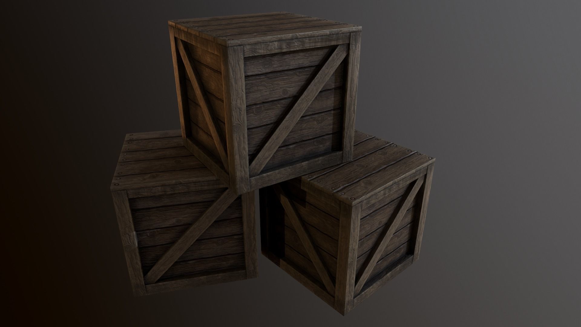 Wooden Box Free low-poly 3D model_3