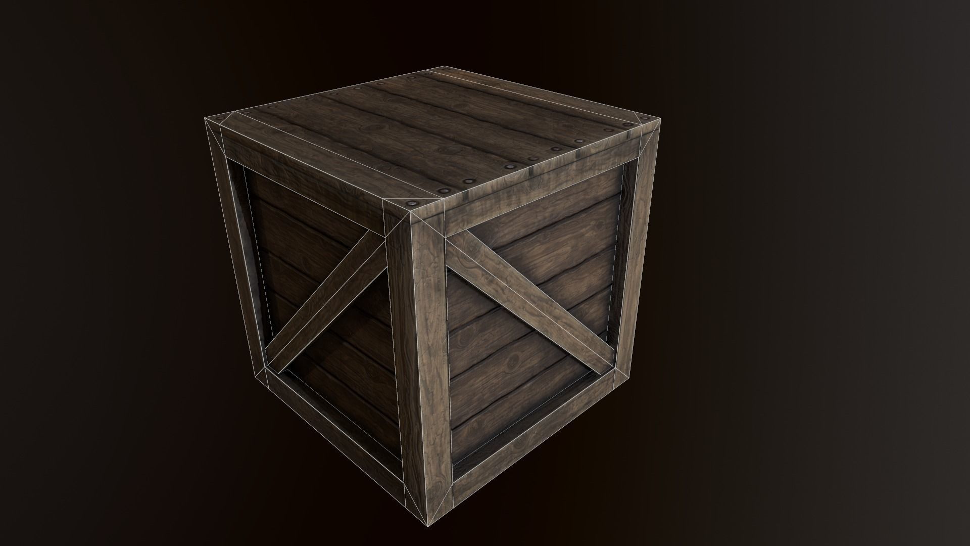 Wooden Box Free low-poly 3D model_5
