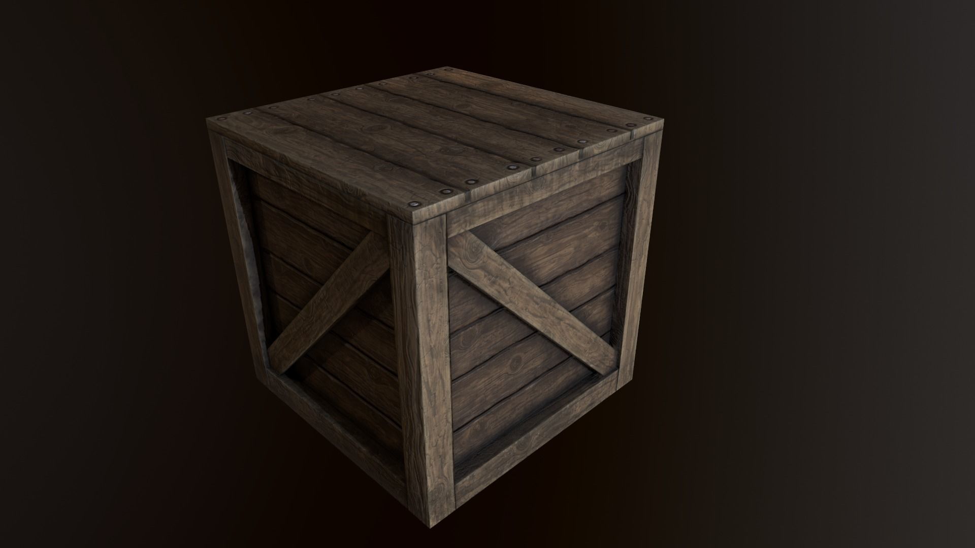 Wooden Box Free low-poly 3D model_4