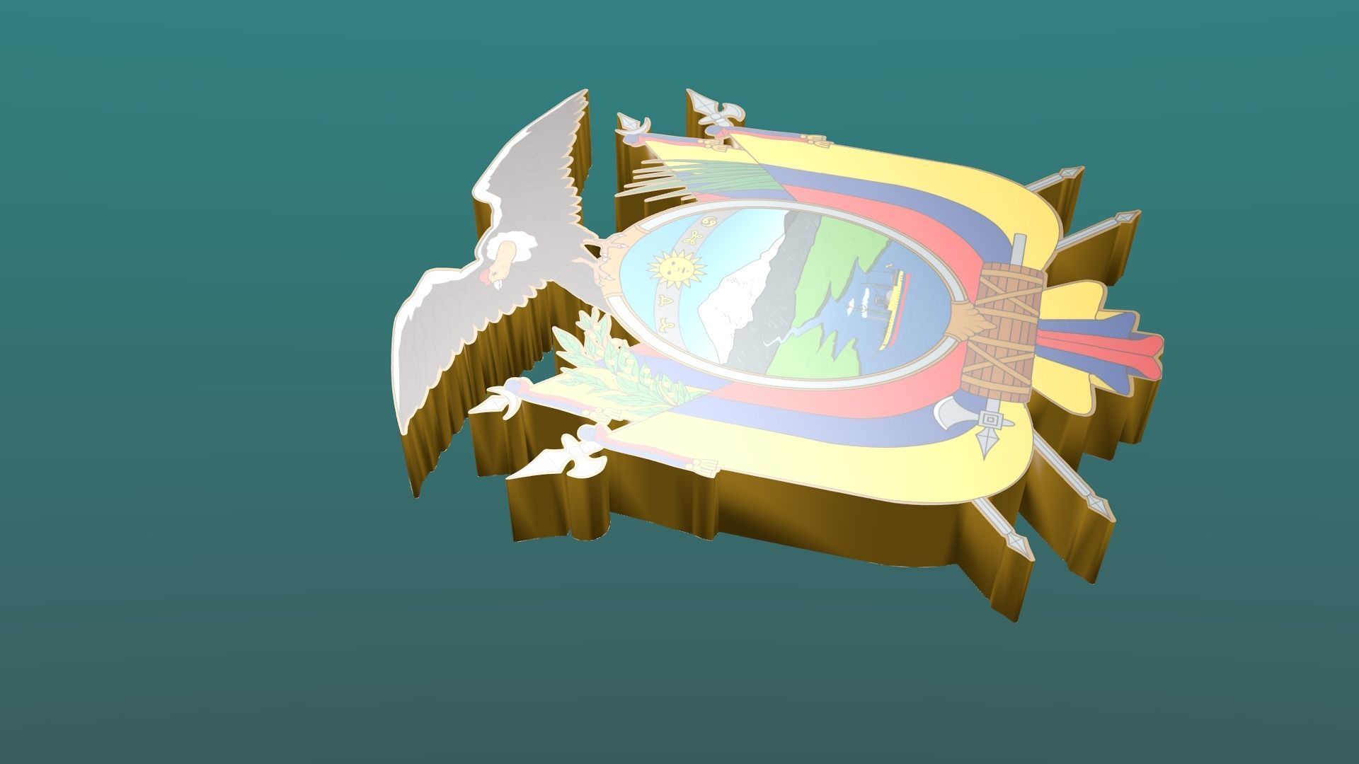 3D Coat of Arms of Ecuador in Blender Blender Cycles and 3ds Max 3D model_15